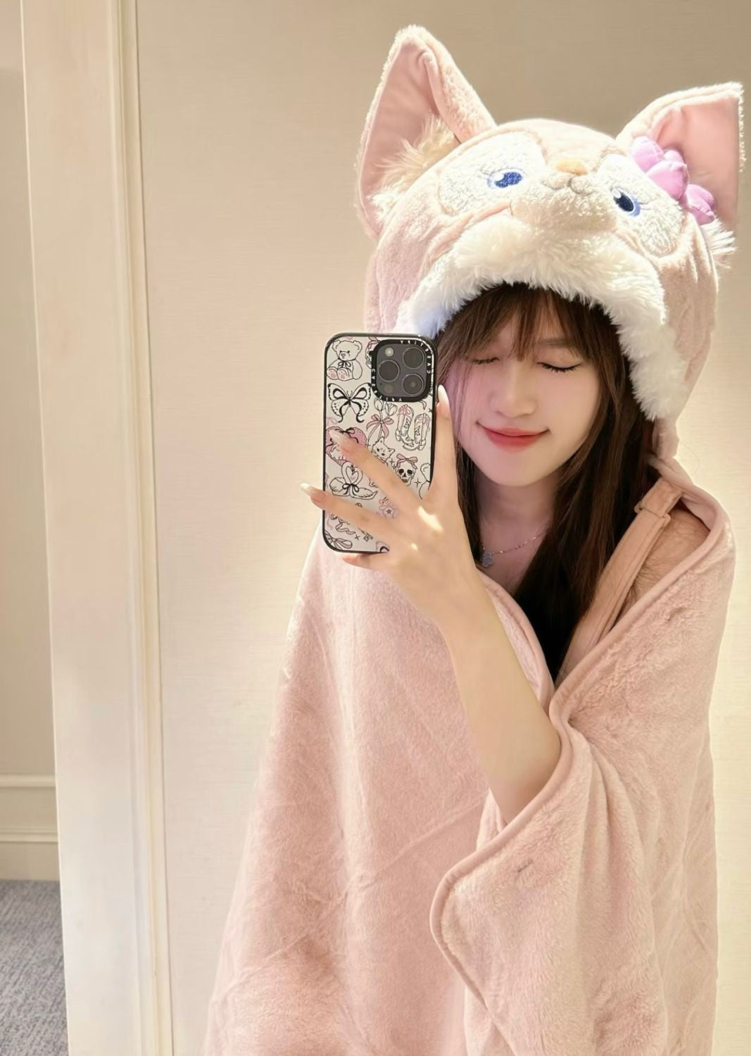 2025 Disney Lina Bell Cobertor com Capuz Desenho Animado Anime Manta Engrossada de Flanela para Dormir, Soneca, Uso Interno, Quente, Costurada, Presentes para Meninas