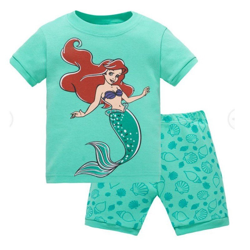 Summer Kids Pyjamas Children Sleepwear Baby Set Elsa Girls Minnie Short sleeved Pijamas Cotton Nightwear Clothes Pajamas Sets