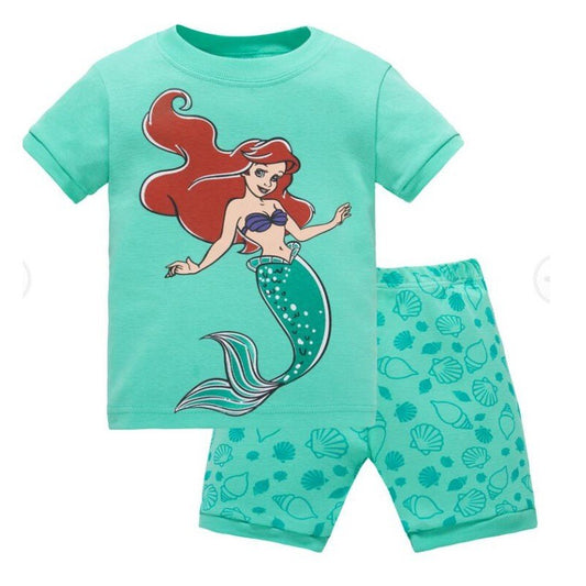 Summer Kids Pyjamas Children Sleepwear Baby Set Elsa Girls Minnie Short sleeved Pijamas Cotton Nightwear Clothes Pajamas Sets