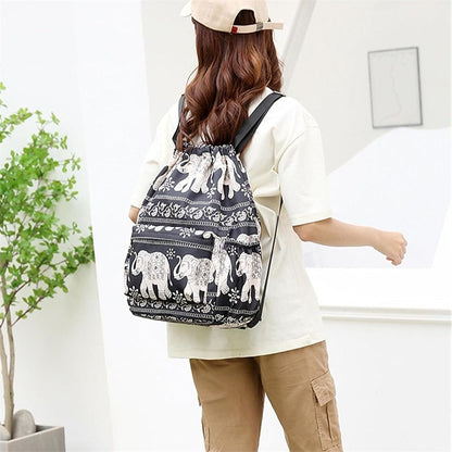 Mochila de Viagem Esportiva com Separação Seco-Úmido Dobrável de Grande Capacidade com Cordão, Saco de Ginástica Exótico com Cordão Mochila