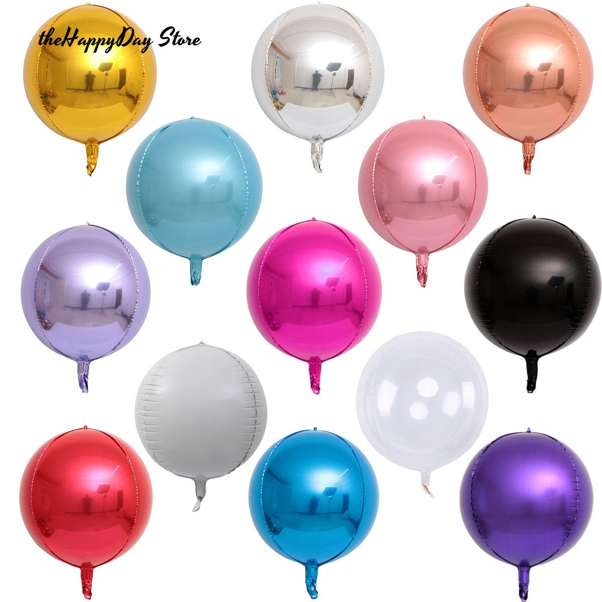 12Pcs Iridescent 4D Round Foil Balloons 22/12/10IN Holographic 4D Foil Balloons Helium Air Globos Mermaid Birthday Wedding Decor
