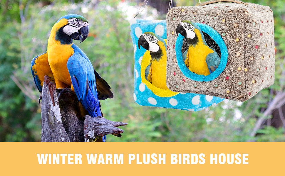 Casa Quentinha de Pelúcia para Pássaros, Caverna Suspensa, Ninho, Cama, Brinquedo para Pássaros Grandes, Araras, Papagaios-Cinzentos, Cacatúas, Papagaios, Inverno