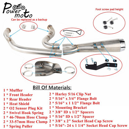 For Harley Softail Low Rider S ST EI Diablo Street Bob 2018-up 2-into-1 Motorcycle Complete Full System Exhaust Pipe Muffler