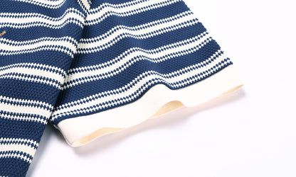 Original Quality Men's Polo Shirt Stripe Cartoon Embroid Short Sleeve Summer Exquisite Lapel T-Shirt Business Trend Menswear Top