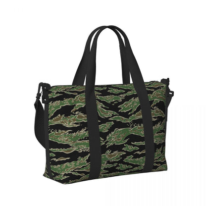 Tiger Stripe Camouflage Military Camo Beach Travel Bag Large Capacity Tote Bags for Gym Yoga Women Shopping Duffle Shoulder Bag