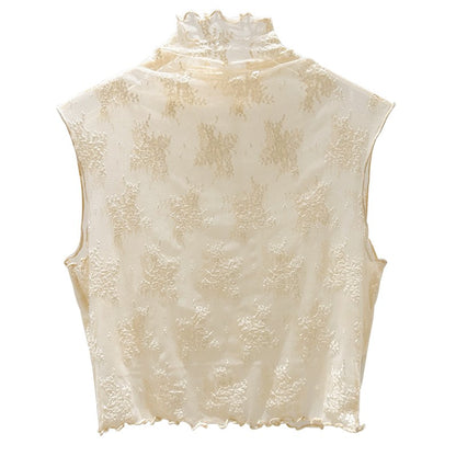 2024 New Lace Svel Mo Collar Top Women's Inner Wear f High Collar ort Length Base irt Korean Sle Commute Wind