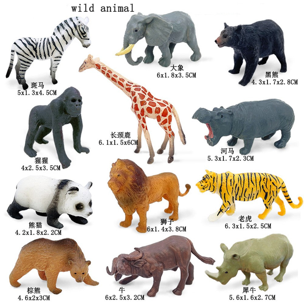 Conjunto de 12 Peças de Brinquedos Animais Selvagens Simulados e Atualizados: Leão, Tigre, Girafa, Zebra, Panda Realistas Para Crianças - Presentes de Natal