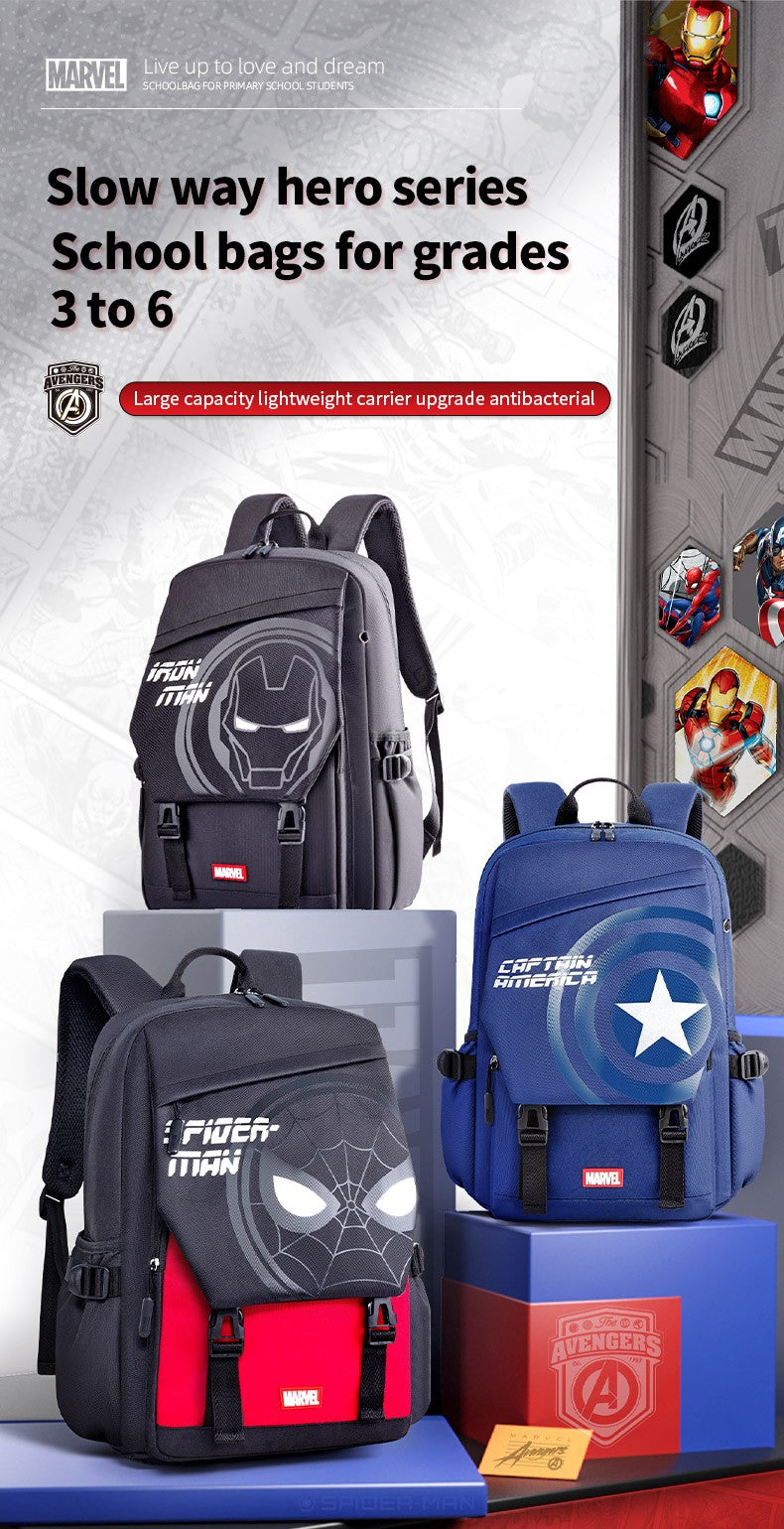 Disney MARVEL Homem-Aranha Mochila Escolar de Fibra de Poliéster Ultraleve Respirável Bolsa Infantil