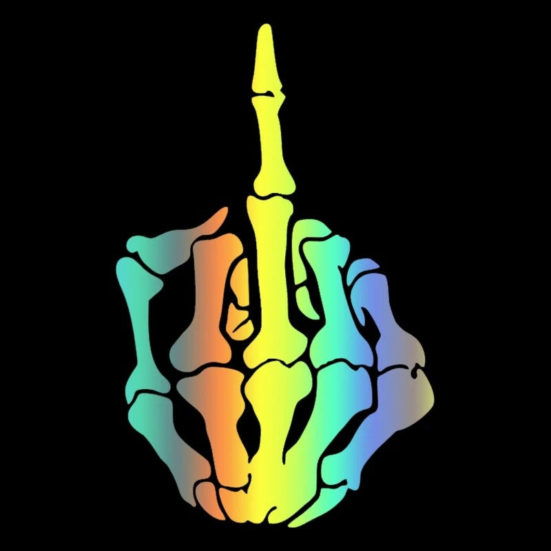 Skull Skeleton Bone Middle Finger Flipping Off Vinyl Decal Car Sticker Waterproof Auto Decors for Bumper Rear Window