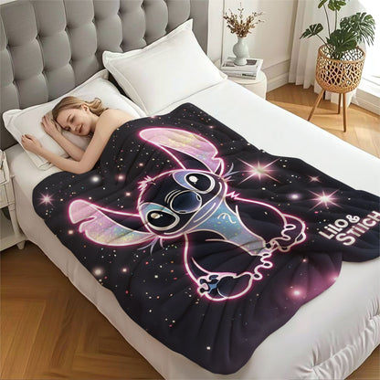 Disney Dream Stitch Print Blanket Multifunctional Flannel Blanket Birthday Gift for Home Outdoor Travel Camping Nap Cover