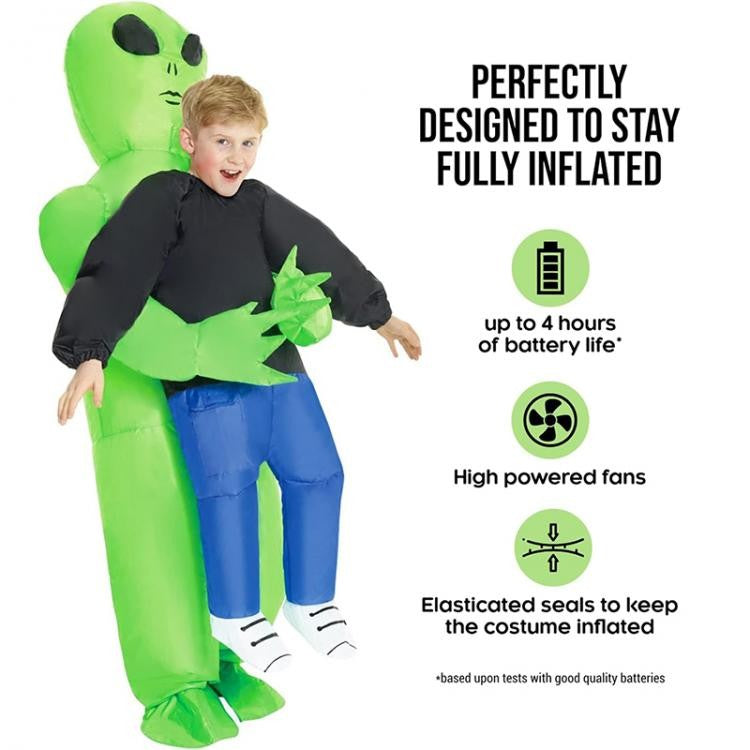 Halloween Alien Inflatable Suit Alien Costume for Kids Monster Inflatable Costume Scary Green Alien Cosplay Costume for Party