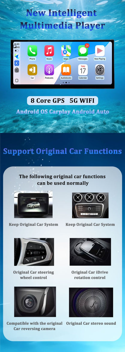 Estéreo Touchscreen Wireless CarPlay Android 15 Para BMW Série 1 F20 F21 F22 F23 2016 - 2023 Sistema NBT/EVO WiFi GPS 4G F6NAVI