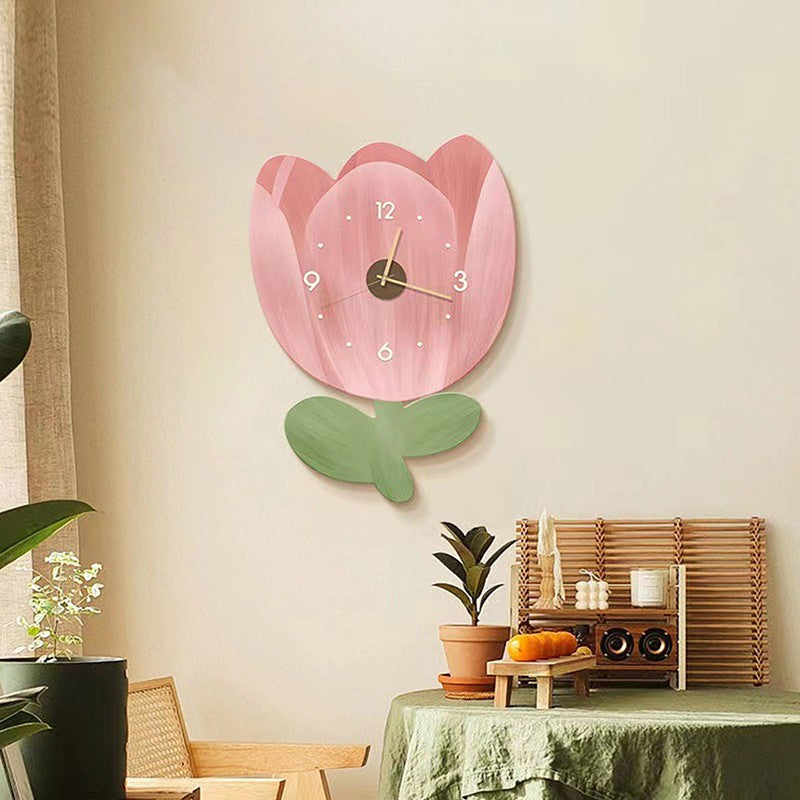Simple Flower Wall Clock Flower Shape Slient Decor Birthday Living Creative Room Home Clock Gifts