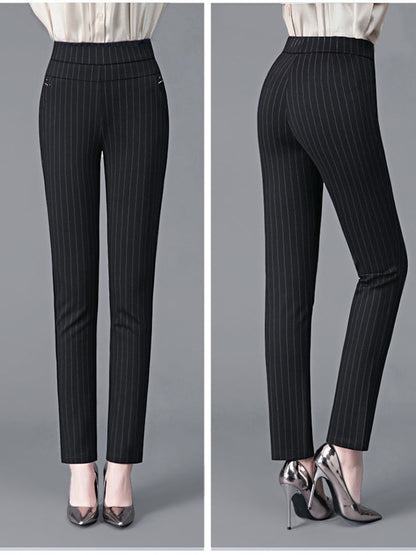 2025 Autumn Winter Casual Elegant Office Slimming Solid Color Fleecing Thick Thin Women's Pants Elastic Waist Tight Pencil Pants