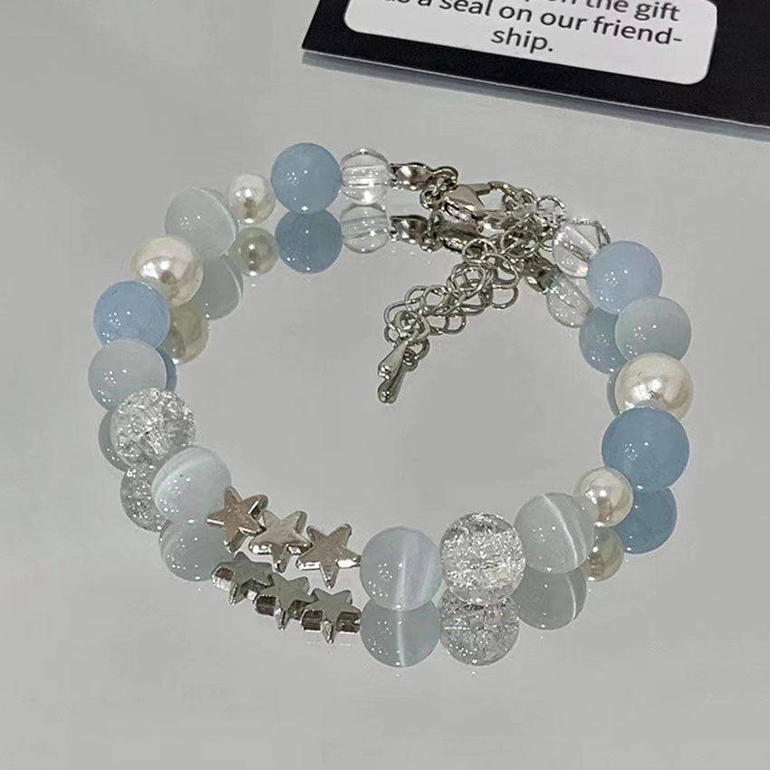 Nova pulseira de cristal com contas simples para mulheres meninas coreanas ins flor raposa pena borla pulseiras melhores amigas joias presentes 2024