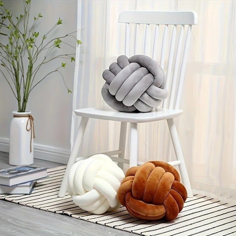 Woven Knotted Ball Pillow Gaming Chair Back Stuffed Cushion Cute Plush Throw Pillow Sofa Decorative Cushion Home Accessories