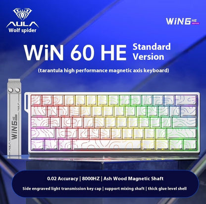 Teclados Win60 Win68 Aula com Teclas Magnéticas 8K, Teclado Mecânico para Jogos, Teclado com Fio para Esports com Luz RGB e Hot-Swap para PC Gamer (Presente)