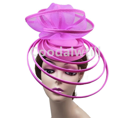 Chapéu Fascinator de Igreja Véu de Casamento de Malha Feminino para Festa Banquete Chapéu Boné Faixa de Cabelo Feminina Festa Chá Royal Ascot Chapéus Pillbox
