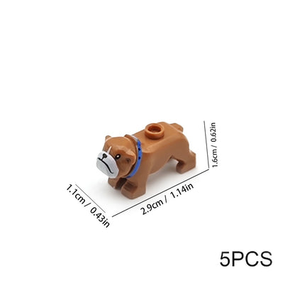 MOC Building Blocks Pets Husky White Kitten Puppy Bulldog Zoo Pet Building Blocks Scene Decoration Props Children's DIY Toy Gift