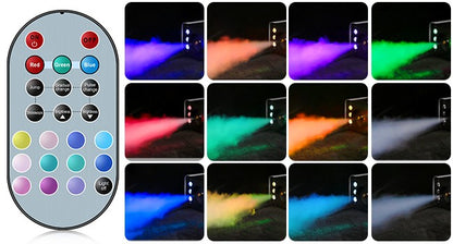 1200W Smoke Machine RGB 6LEDs Lighting Fog Machine Remote Control Stage Smoke Haze Generator for Disco Party Nightclub Wedding