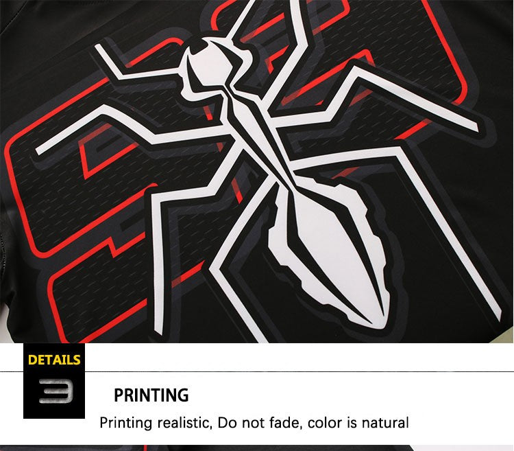 Sportswear Men T-shirt 3D Printing Ant Pattern Novel and Simple, Elastic Compression and Quick-drying Fitness Bodybuilding Shirt