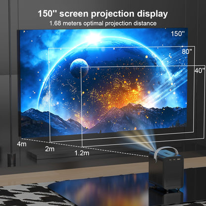 HONGTOP Android Smart Mini Projector 300ANSI Lumen Portable Projector 4K with WIFI Bluetooth 1080P Home Movie Theater Beamer