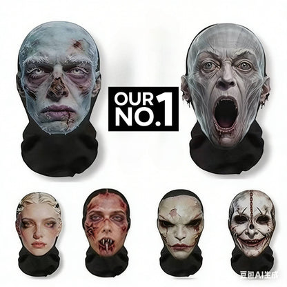 Realistic 3D Horror Skull Zombie Full Face Mask Breathable Mesh Headgear Cosplay Prop for Halloween Party Prank Carnival Costume