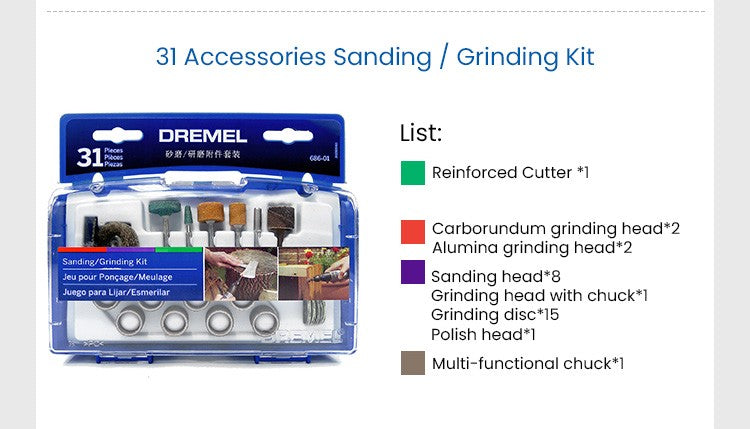 Kit de Corte Dremel EZ Lock Cortador de Plástico 476 Mandril 402 Cortador Fino 409 para Ferramenta Elétrica de Esmerilhamento EZ688-01 / 686
