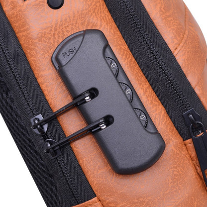 Men's Anti-Theft Crossbody Bag USB Charging Port Travel Chest Bag Waterproof Shoulder Messenger Bag for Outdoor Sports