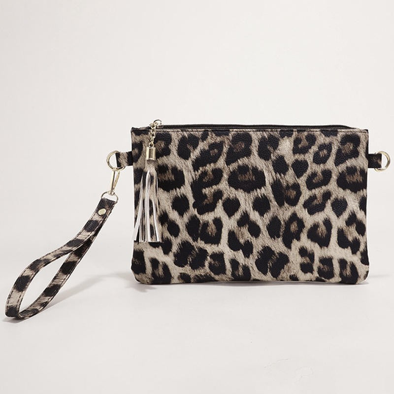 Women Handbag Clutch Leopard Print Cow Print Small Bag Purse Party Large Capacity Envelope Wristlet Bag PU Briefcase