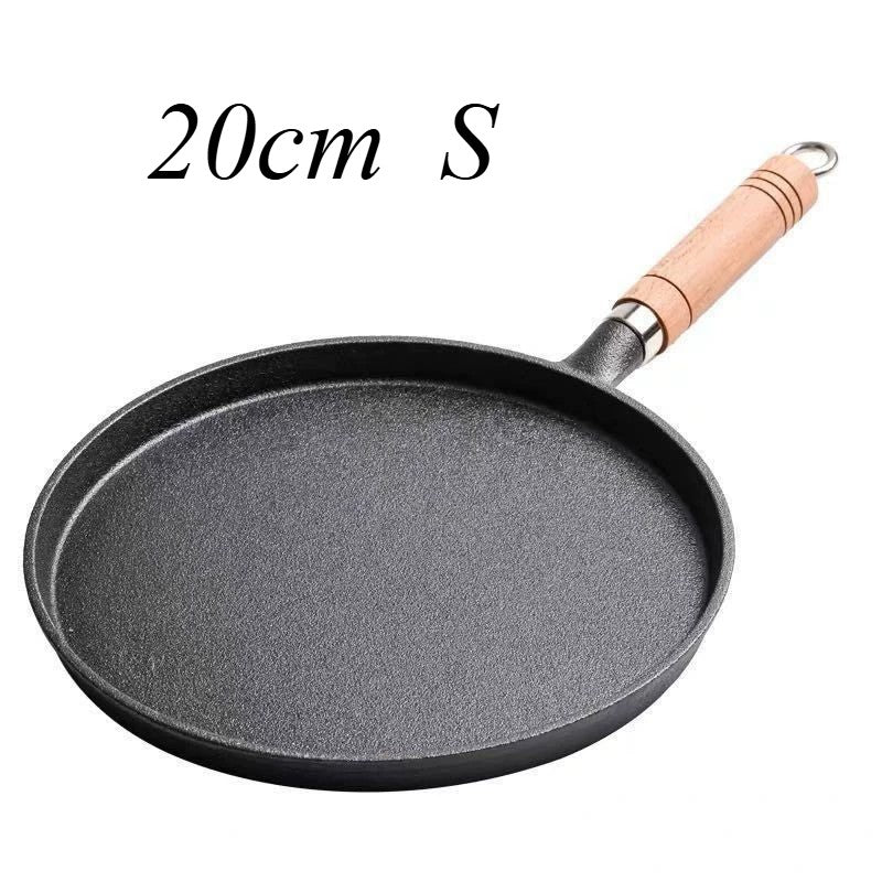 26cm Cast Iron Frying Pan Uncoated Non-stick Egg Pancake PanCrepe Maker Steak Frying Pot Gas Induction Cooker Kitchen Cookware