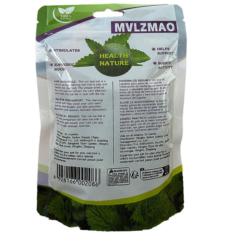 Mint Toys Bola Comestível de Catnip para Gatos, Segura e Saudável, Brinquedo para Gatos, Brincadeira de Caça em Casa, Limpa os Dentes e o Estômago