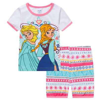 Summer Kids Pyjamas Children Sleepwear Baby Set Elsa Girls Minnie Short sleeved Pijamas Cotton Nightwear Clothes Pajamas Sets