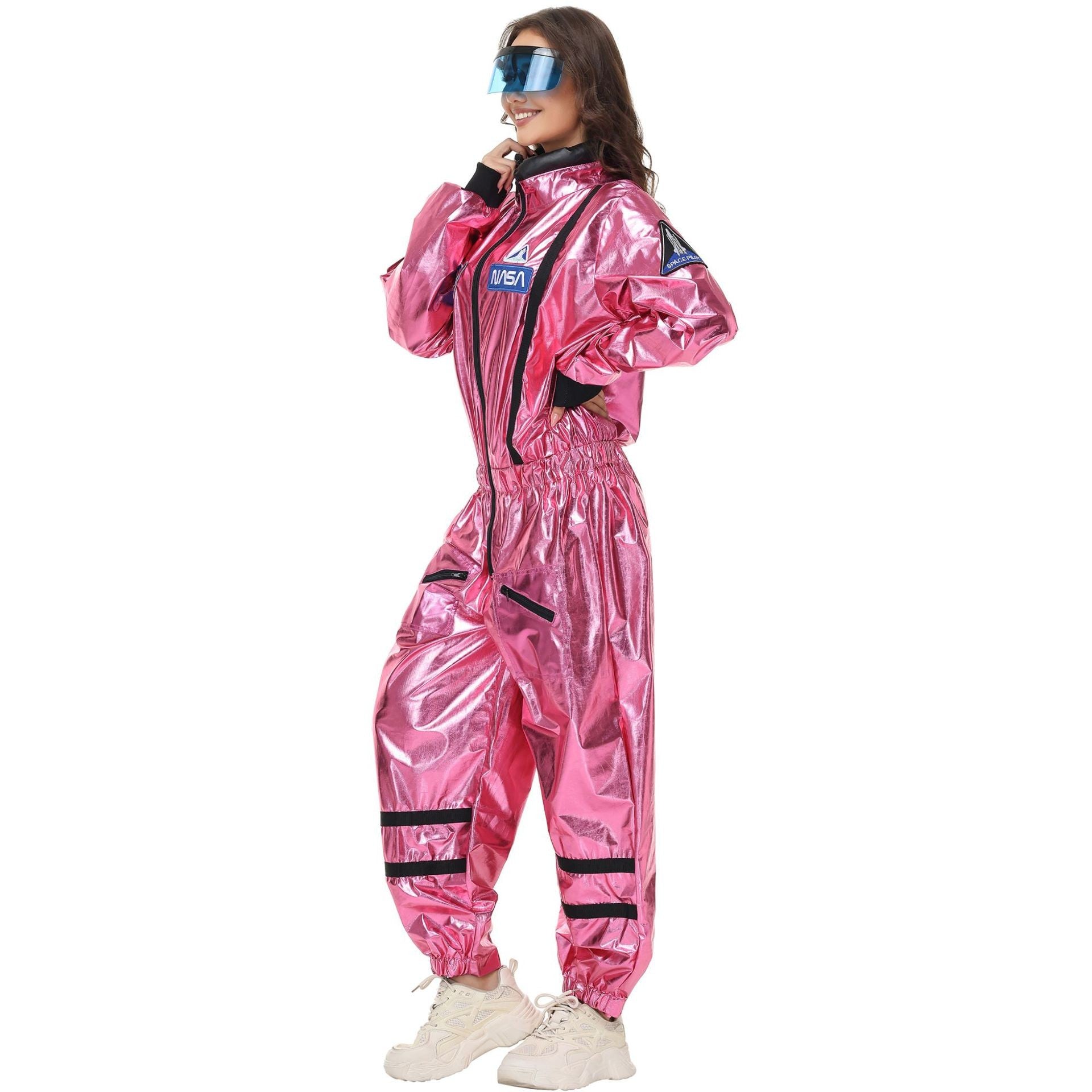 Adult Silver Astronaut Costume Men Women Spaceman Suit Space Jumpsuit Halloween Cosplay Party Dress Up