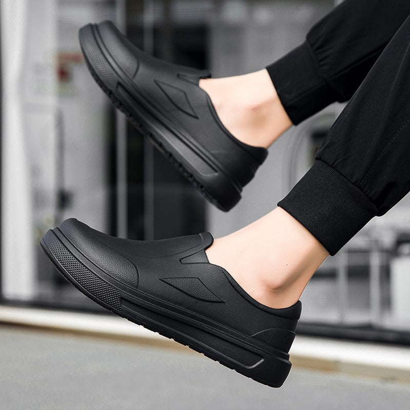 Men's Chef Shoes Anti Slip Oil Resistant Dirt Resistant Work Shoes Quick Drying Thick Soled Rain Shoes Large Size Breath Clogs