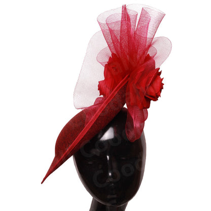 Fascinator Feminino Azul Marinho Chic Chapéu Elegante para Royal Ascot Millinery Noiva Casamento Coquetel Acessórios de Cabelo Véus e Acessórios para Cabeça
