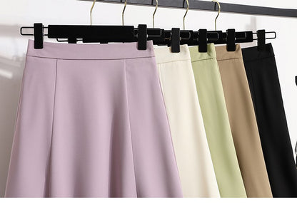 Ladies' Summer High Waist Plus Size Skirts 2026 Mid To Long Flowing Suit Skirt New Style Casual Solid Color A-line Skirt