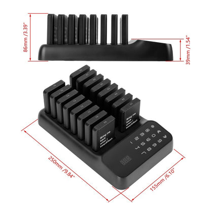 Wireless Restaurant Pagers Calling System 16 Coasters Buzzer Vibrator Bell Receivers For Food Truck Bar Coffee Fast Food Hotel