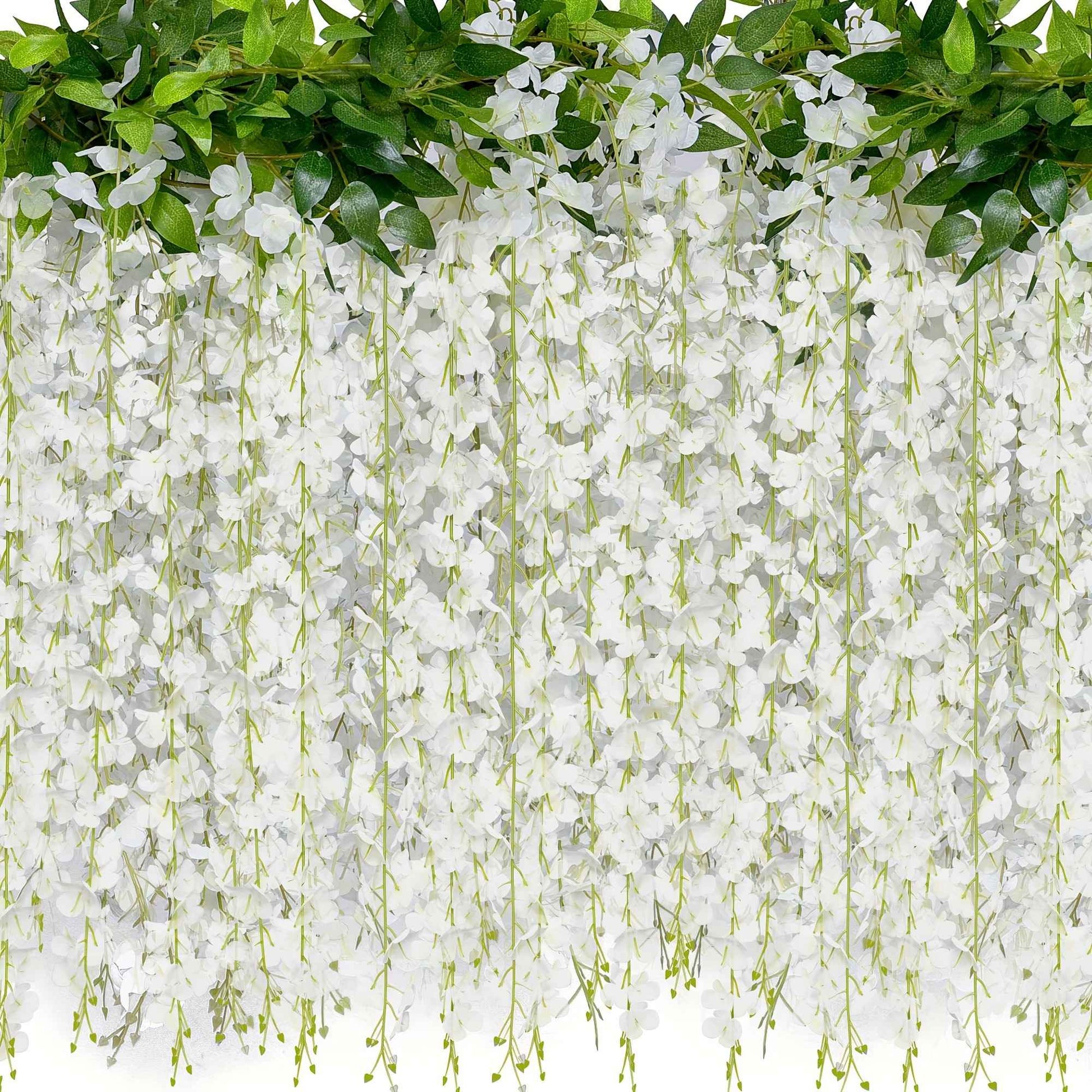 Wisteria Artificial Flowers Garland,Artificial Wisteria Vine Hanging Flower For Home Garden Outdoor Ceremony Wedding Home Decor