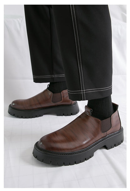 High Quality Thick Soled Leather Shoes Male Trend Men’s Dress Shoes Formal Leather Platform Loafers Shoes For Man