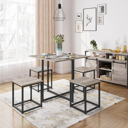 Yaheetech Dining Table Set for 4 Industrial Kitchen Table with 4 Chairs, Space-Saving Design for Apartment, Small Space, Breakfa