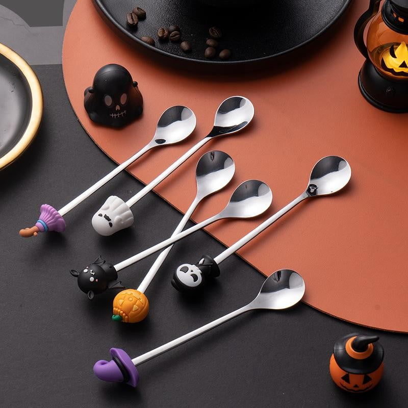 Conjunto de Talheres de Aço Inoxidável Halloween - Colher de Café Colher de Sobremesa Garfo de Fruta - Acessórios de Festa Temática