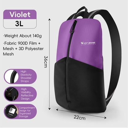 WEST BIKING Portable Lightweight Cycling Backpack Multi-Pocket Design Reflective Water Repellent Trekking Backpack Elastic Strap