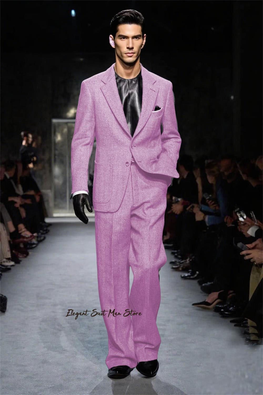 2025 Latest men's Fall Winter suit 2 piece set(Jacket+Pants) Black grey men thick business suit set Wool blend fashion Man suit