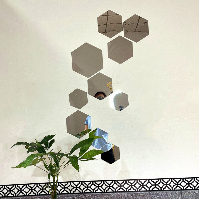 3/6/12pcs 3D Hexagon Mirror Wall Sticker DIY TV Background Living Room Stickers Wall Decor Bedroom Bathroom Home Decoration