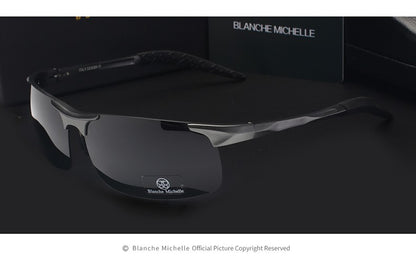 Óculos de Sol Esportivos Retangulares de Alumínio-Magnésio Ultraleves de Alta Qualidade Polarizados para Homens UV400 Dourados para Dirigir ao Ar Livre