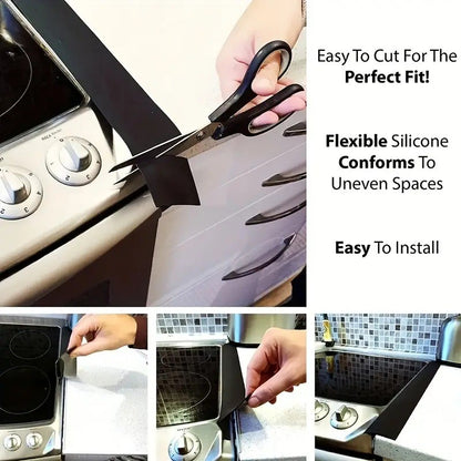 Stove Counter Gap Cover Kitchen Silicone Heat Resistant Mat Gas Stove Protector Slit Cleaning Pad Oil Dust Seal Cooker Cover 1pc