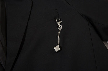 Autumn Winter Mens Fashion Metal Trim Suit Jacket Trendy Brand Solid Color Handsome Hong Kong Style Business Blazer Coat