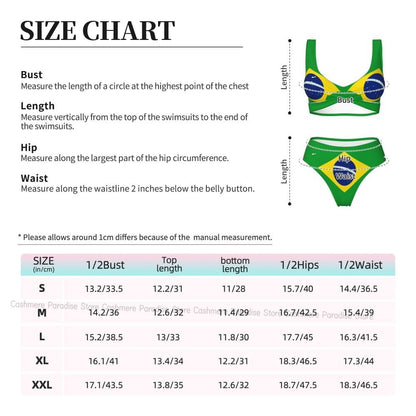 The Push-Up Brazil Flag Sexy Bikini Women Swimwear Female Swimsuit Swimming Bathing