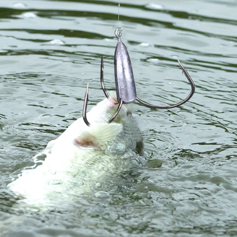 Anzóis de Pesca Triplos Prateados de Aço Carbono com Farpa 20g/30g/40g/50g/60g/80g Agulha de Pesca Acessórios de Pesca